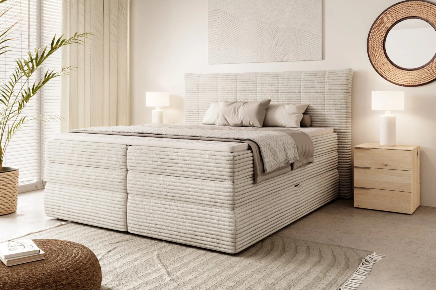 Fotografia produktu: WERSAL AMBER moderná boxspring posteľ s úložným priestorom